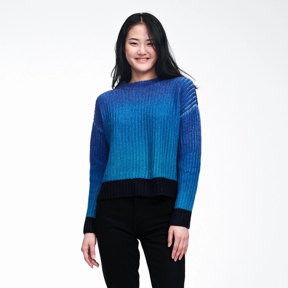 NAADAM Wool Cashmere Ombre Crewneck Sweater Blue XS